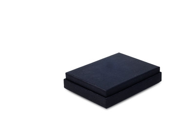 Navy blue color gift box on white background