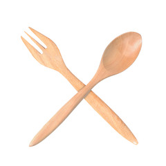 Wooden fork and spoon, kitchenware concept