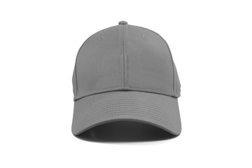 Closeup of the fashion gray cap isolated on white background.
