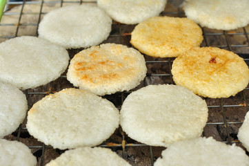 Grilled sticky rice with egg, Thai local knowledge