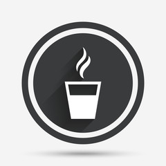 Coffee glass sign icon. Hot coffee button.