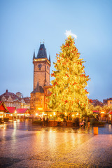 Obraz premium Christmas Market Prague, Czech Republic