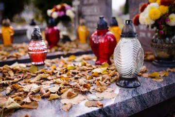 Grave at autumn.
