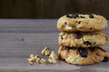 Closeup of pile made from homemade moms chocolate cookies