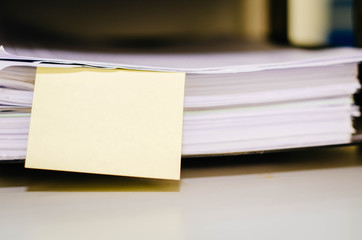 image concept, yellow sticky paper over blurred background