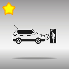 black electric vehicle charging station Icon button logo symbol concept high quality