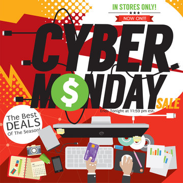 Colorful Cyber Monday Banner Vector Illustration