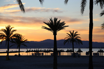 Fototapeta na wymiar Beautiful sunset on the beach, Mallorca, Spain