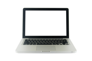 Laptop with blank screen isolated on white..