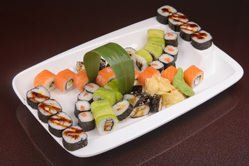 set of sushi rolls