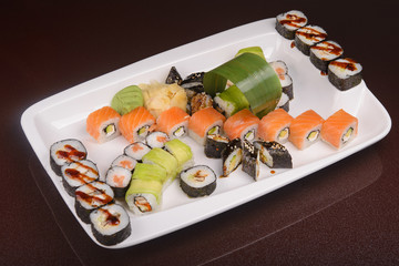 set of sushi rolls