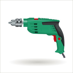 Electric drill, realistic vector illustration