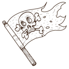 Black Jolly Roger pirate flag.