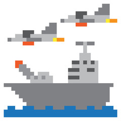 illustration design pixel art warship