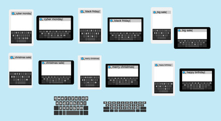 set search on different models flat black and white computer tablets
