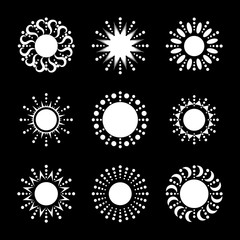 Set of vector sun icons