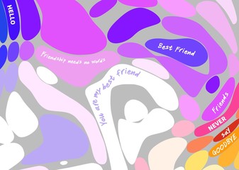 Multicolored bubble background with inspirational quotes about friendship