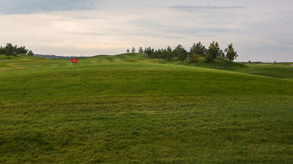 Naklejka premium Autumn scenery of the golf course. Near Kazan, Tatarstan, Russia.