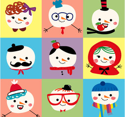 Fototapeta premium cute snowmen pattern