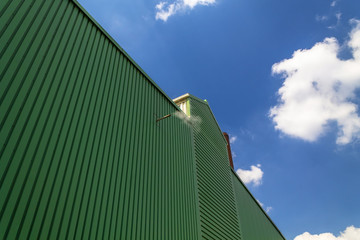 Warehouse exterior on a blue sky