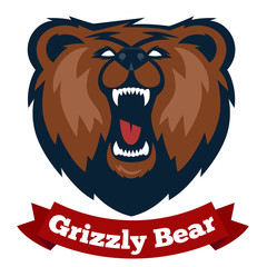 Grizzly mascot, team logo design. angry bear.grizzly bear logo for a sport team