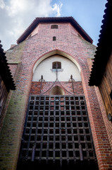 The middle castle main gate is secured by a portcullis.