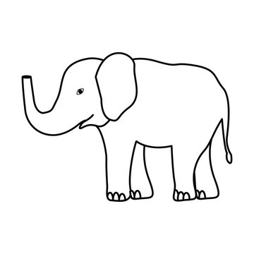silhouette elephant jungle and wildlife animal icon over white background. vector illustration