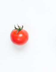 One red tomato on a white background.