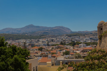 Rethymno, Greece. July  26. 2016: Panoramic view to Rethymno fro