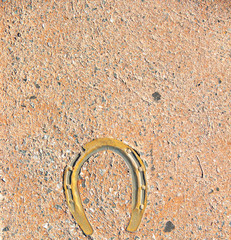 Horseshoe in the asphalt. Sidewalk