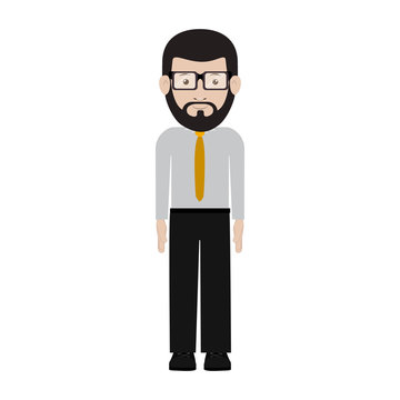 avatar male man smiling with glasses and wearing suit and tie over white background. vector illustration