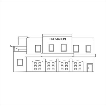 Vector line illustration of fire station