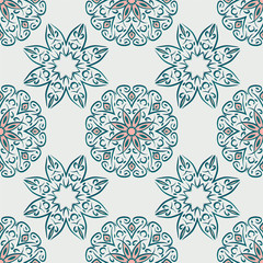 Seamless pattern with mandalas with shadows. Vector background