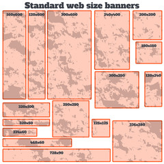 empty box standard size web banners blank set.