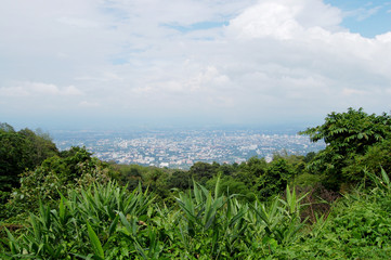 View of Chiang Mai cityscape from Wat Phra That Doi Suthep