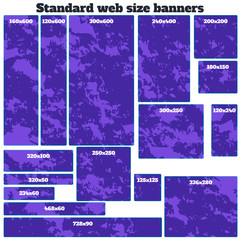 empty box standard size web banners blank set.