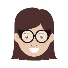 avatar female woman face smiling wearing glasses over white background. vector illustration