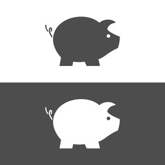 Icono de cerdo sobre un fondo blanco y negro