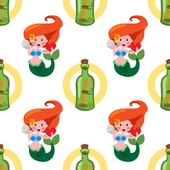 Seamless pattern for design surface Message in a bottle.