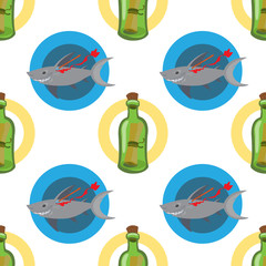 Seamless pattern for design surface Message in a bottle.