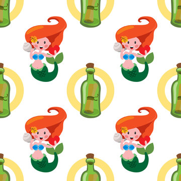 Seamless pattern for design surface Message in a bottle.