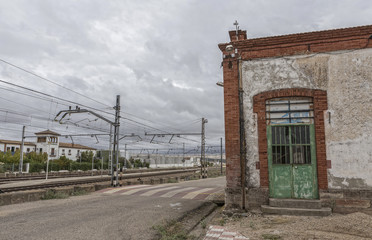 Espeluy railway platform and train tracks, Jaen province, Spain