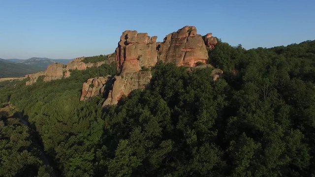 Aerial footage of Belogradchik rocks, Bulgaria