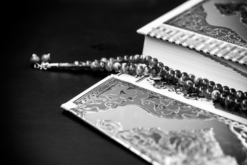 Koran - holy book of Muslims,black and white style
