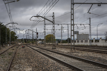 Espeluy railway platform and train tracks, Jaen province, Spain