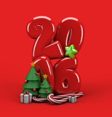 3d illustration Merry Christmas 2016 typography