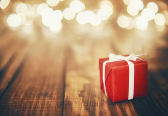 gift box and Christmas garland