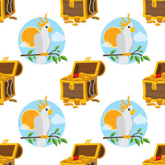 Seamless pattern for design surface Treasure chest.