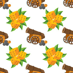 Seamless pattern for design surface Cannon with nuclei.