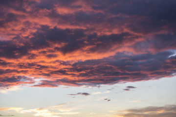 Two thirds of frame of red colored clouds